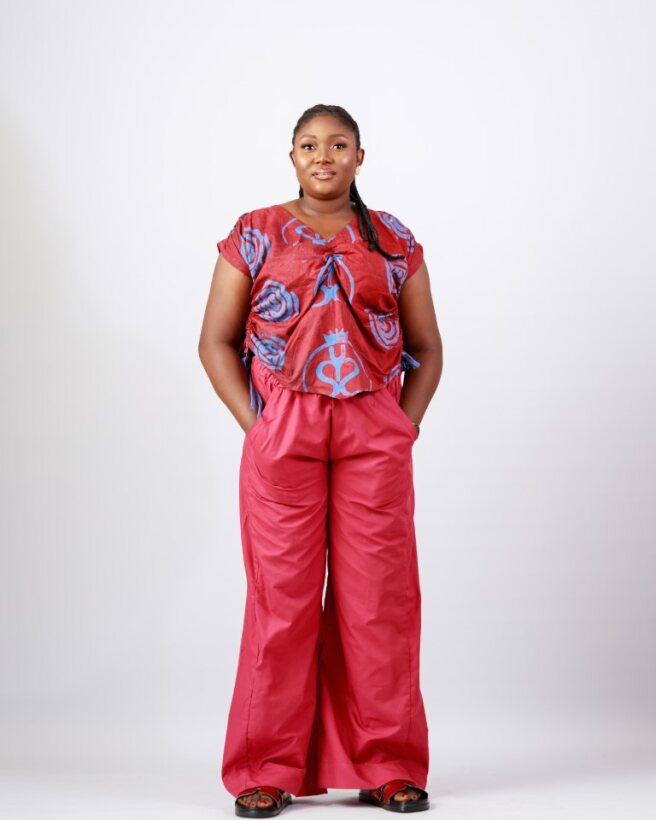 Crimson Crown Co-ord – Crimson & Indigo Wax Resist Adire