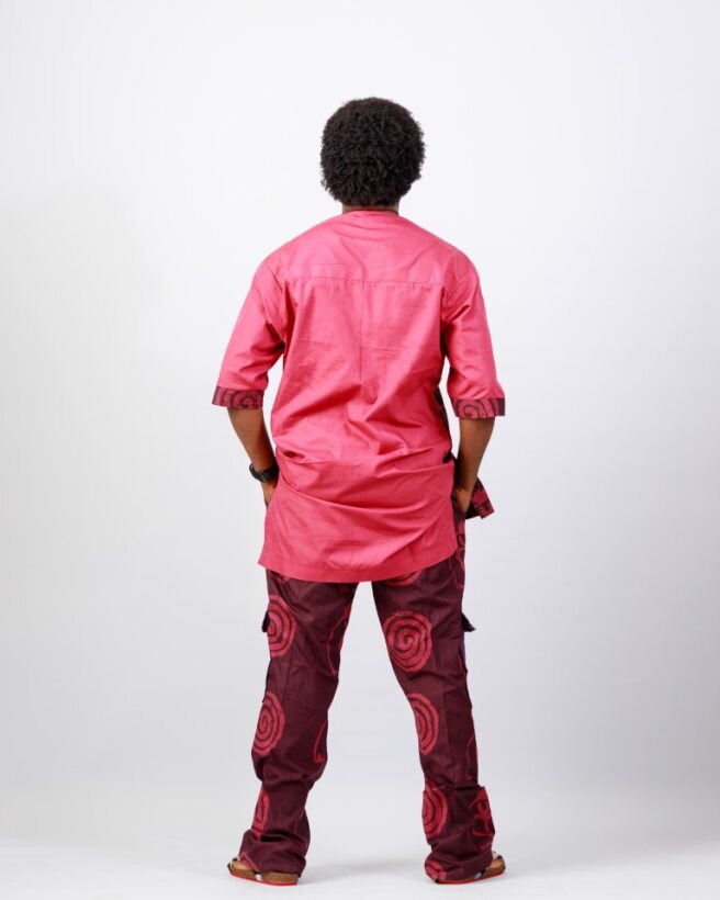 Crimson-Maroon Heritage Co-ord – Wax Resist Adire Cotton 2