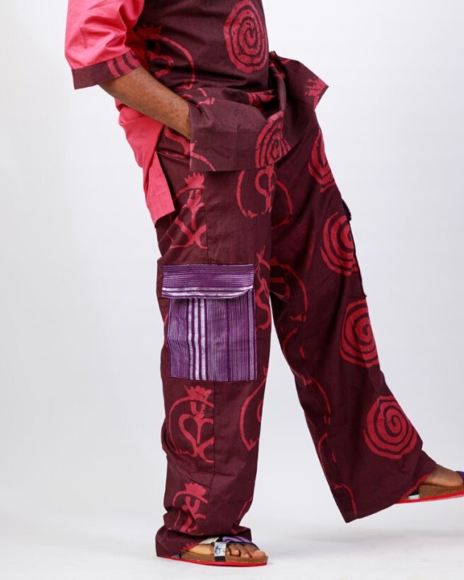 Crimson-Maroon Heritage Co-ord – Wax Resist Adire Cotton 3