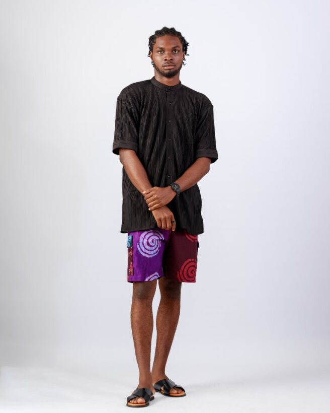 Ebony Flow Shirt & Spiral Shorts – Jonkoso & Wax Resist Adire