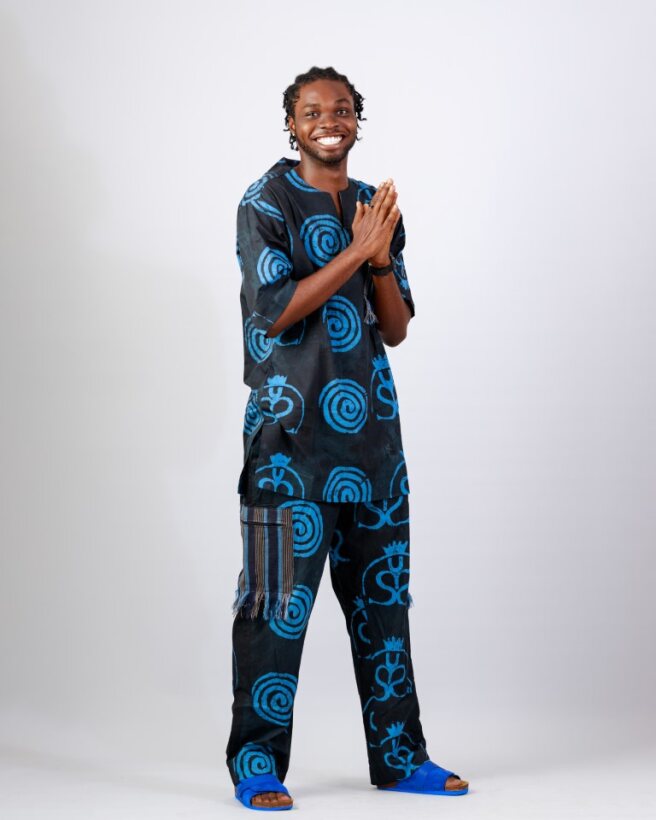 Ocean Spirit Co-ord – Indigo Wax Resist Adire Cotton (Men’s) 1